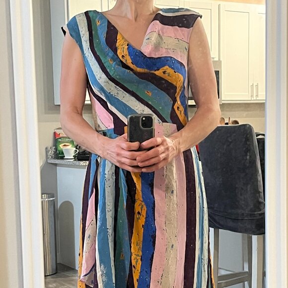 Anthropologie Plenty by Tracy Reese Silk Striped Dress Y2K - Picture 5 of 9